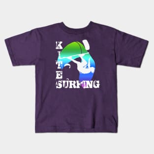 Kite Surfing WIth Freestyle Kitesurfer And Kite 15 Kids T-Shirt